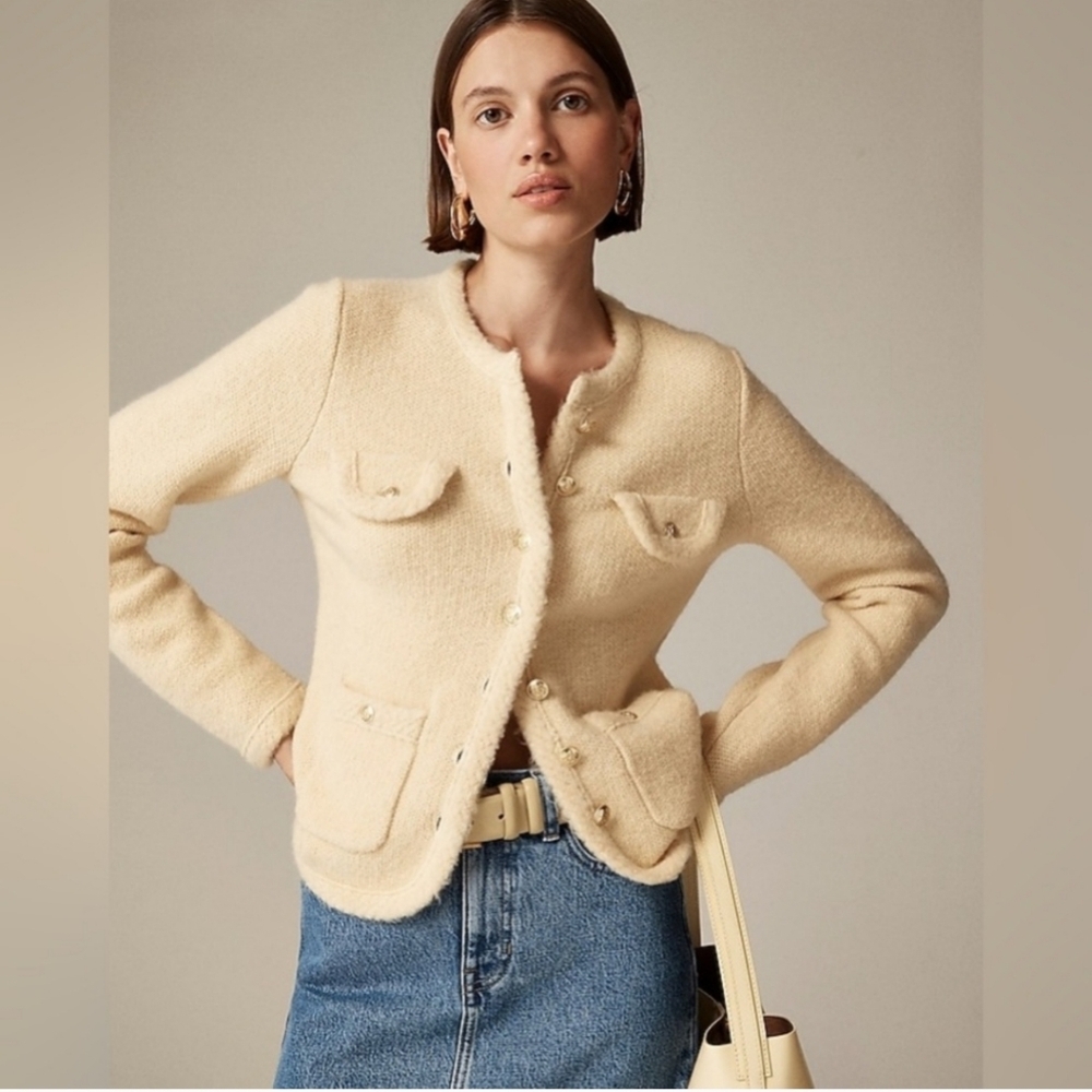 J.Crew Textured Sweater Lady Jacket Wool Alpaca Blend Size XXL